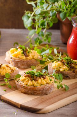 Sahanda yumurta tost otlar ile