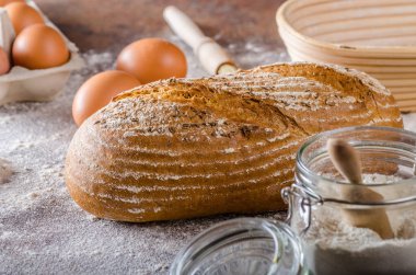 Ev yapımı hamur mayası ekmek rustik