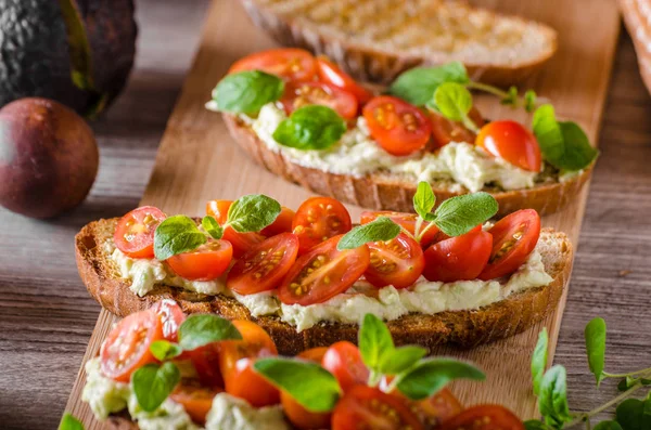 Fresh cheese panini bread with herbs — Stock Photo, Image