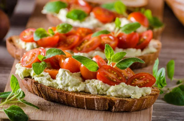 Fresh cheese panini bread with herbs — Stock Photo, Image