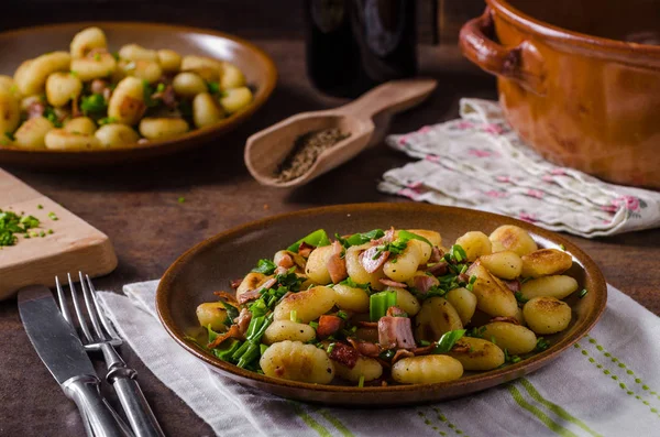 Fried homemade gnocchi — Stock Photo, Image