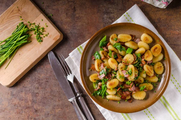 Fried homemade gnocchi — Stock Photo, Image