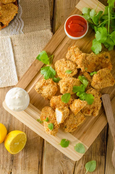 Hühnerpopcorn mit Knoblauch — Stockfoto