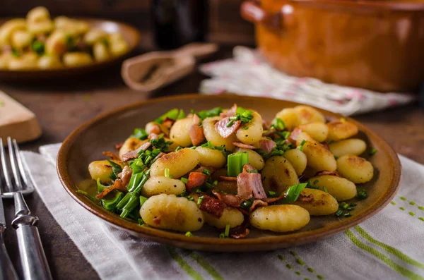 Fried homemade gnocchi — Stock Photo, Image