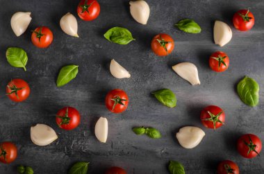 Domates sarımsak fesleğen arka plan