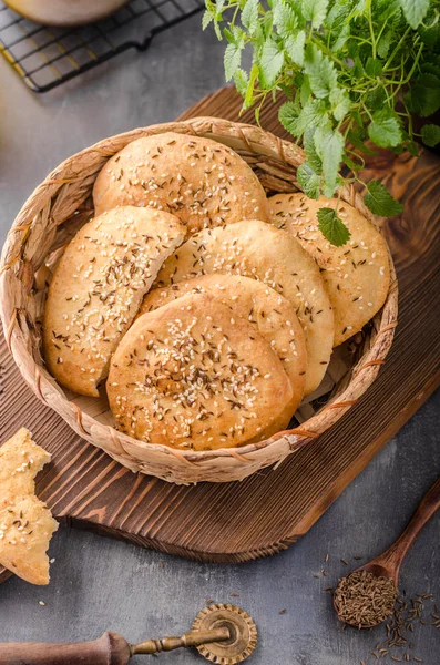 Homemade crackers with cumin — Stock Photo, Image