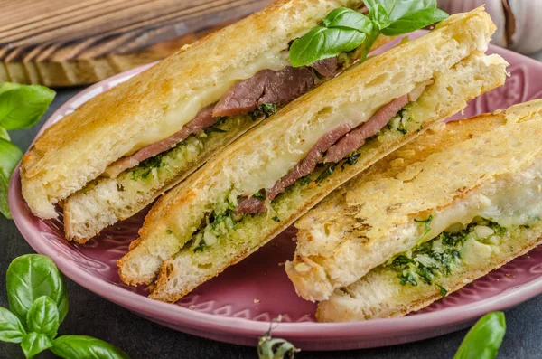 Pesto cheese sandwich — Stock Photo, Image