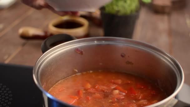 Sopa de tomate material de cocina — Vídeo de stock