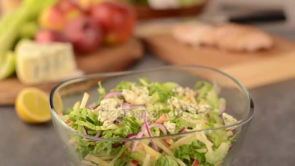 Salad Waldorf footage with dresign — Stock Video