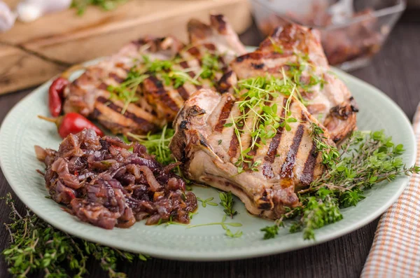 Grillade Fläskkotletter — Stockfoto