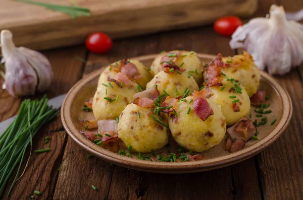 Gnocchi di pancetta cibo delizioso — Foto Stock