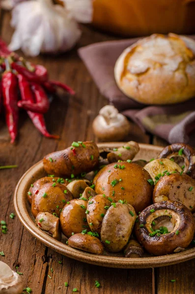 Mushrooms salad, parmesan and mayo — Stock Photo, Image