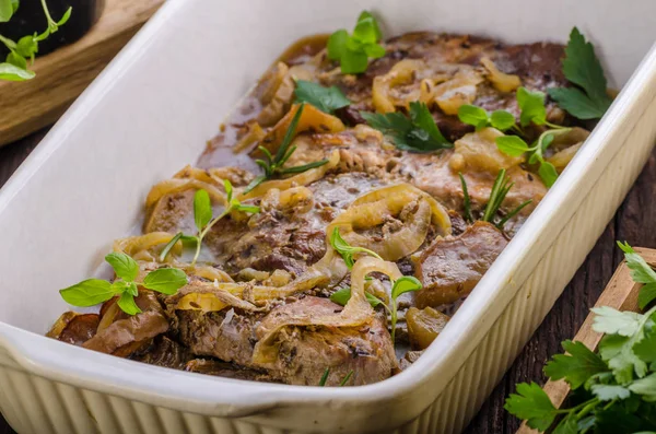 Pork chop in oven — Stock Photo, Image