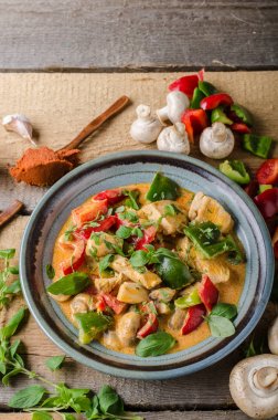 Köri tavuk sebze taze yiyecek