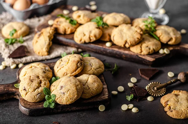 Gran Combinación Chocolate Blanco Negro Con Menta — Foto de Stock