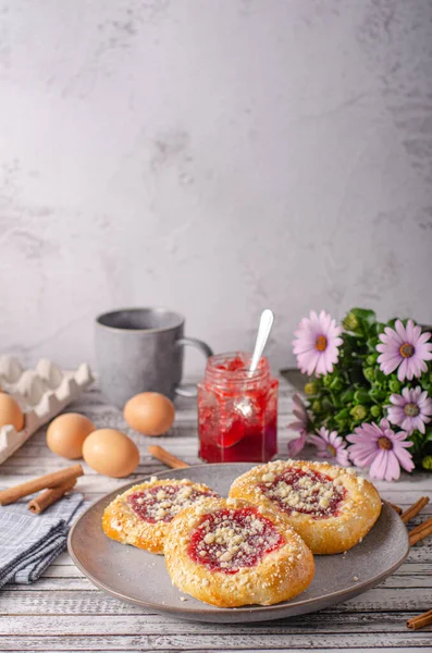 Délicieux Gâteaux Aux Groseilles Graines Pavot Caillé — Photo