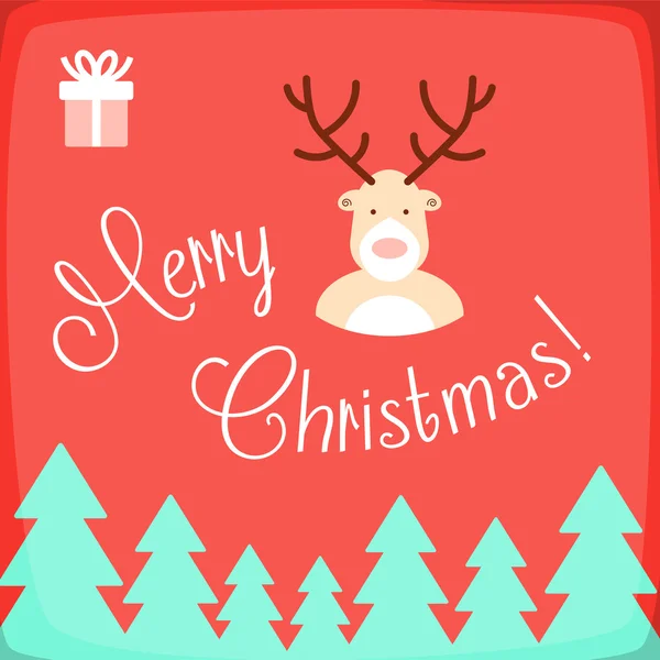 Merry Christmas card with deer — Stock Vector