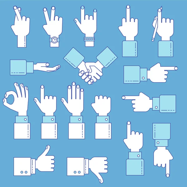 Hands line gesture set — Stock Vector