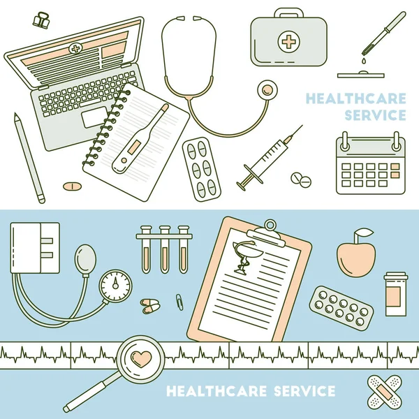Serviços de saúde, suporte médico online —  Vetores de Stock