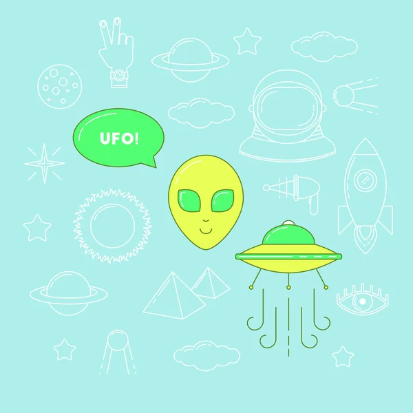 Conjunto de ícones alienígenas —  Vetores de Stock