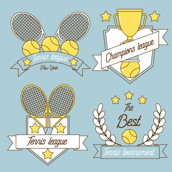 Linea tennis emblema di design — Vettoriale Stock
