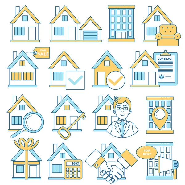 Emlak simgeler, çizgili Tema.