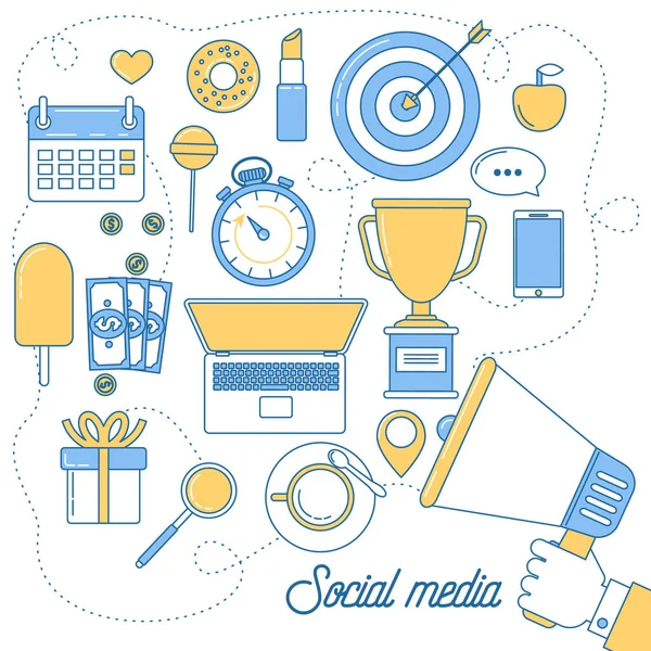 Illustrazione dei social media — Vettoriale Stock