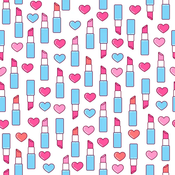 Valentine lipstick seamless pattern — Stock Vector