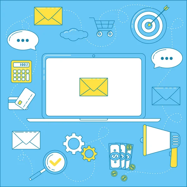 Set di icone di email marketing — Vettoriale Stock