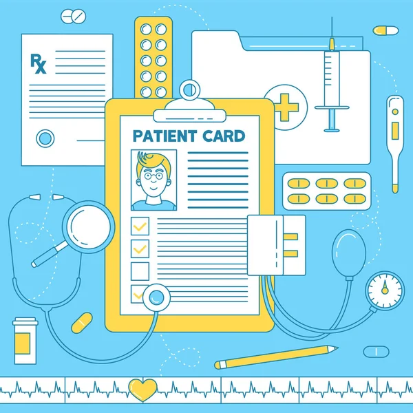 Cartão do doente, ilustração médica . —  Vetores de Stock