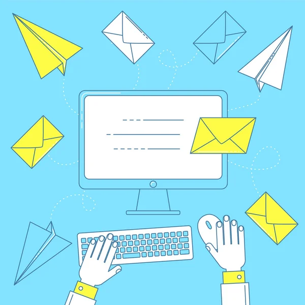 Envoyer une lettre, email marketing — Image vectorielle