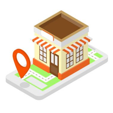 Dükkanı izometrik simgesi 