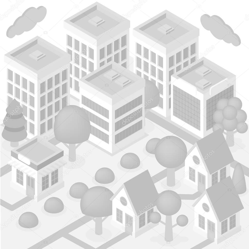 Isometric city white