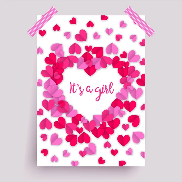 It's a girl pink, baby shower poster — Stockvector