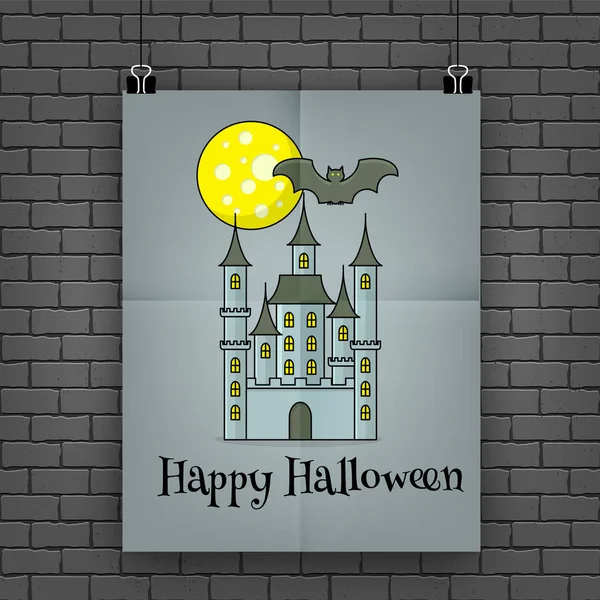 Affiche d'Halloween accrochée au mur — Image vectorielle