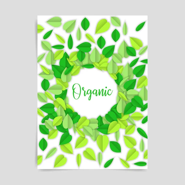 Tarjeta de diseño ecológico con hojas — Vector de stock