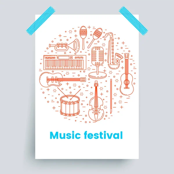Cartaz do festival de música — Vetor de Stock