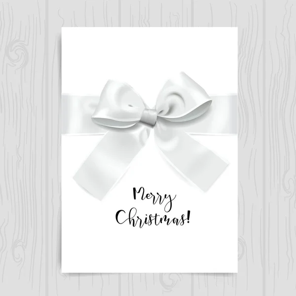 Christmas card with white bow — Stock Vector