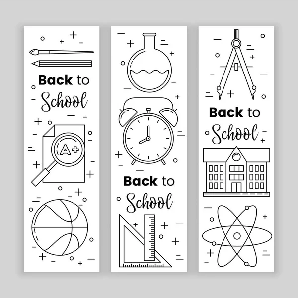 Volver a banners escolares — Vector de stock