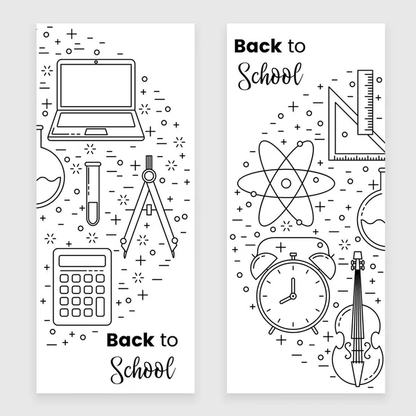 Volver a banners escolares — Vector de stock