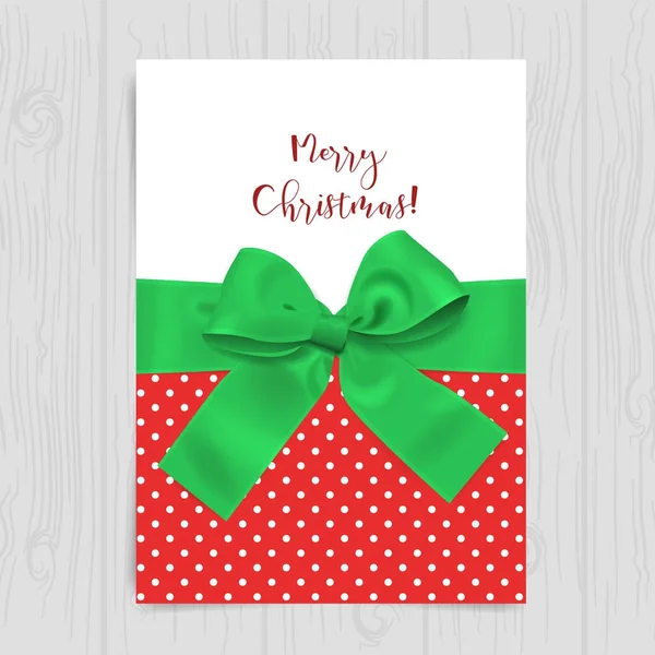 Christmas card with green bow — Stock Vector
