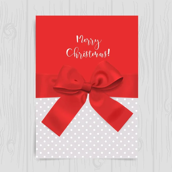 Tarjeta de Navidad con lazo rojo — Vector de stock