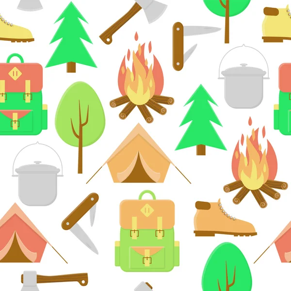 Camping modèle sans couture — Image vectorielle