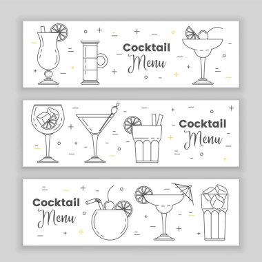 Kokteyl menü afiş kümesi