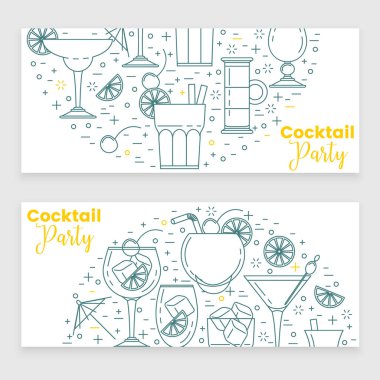 Kokteyl menü afiş kümesi