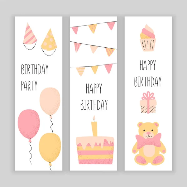 Happy birthday banners set — Stock Vector