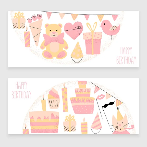 Conjunto de banners de aniversário feliz — Vetor de Stock