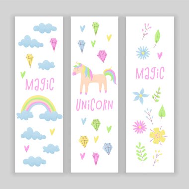 Tek boynuzlu at tasarım kümesi 