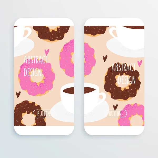 Donuts Diseño Taza Concepto Amor Con Corazones — Archivo Imágenes Vectoriales