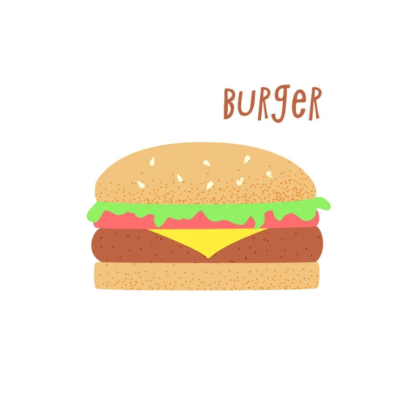 Hamburger Vektorové Ilustrace Retro Koncepce Roztomilý Design — Stockový vektor